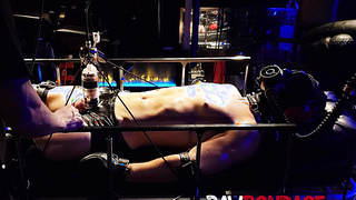 Devin Franco in gas mask and hard-on pump hard-core dungeon space