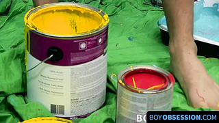 BoyObsession.com - Vibrant lad soles painted with jism from a oral pleasure