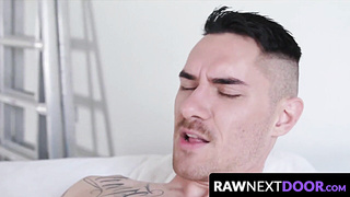 RawNextDoor.com - Cock-squeezing bottom Roman Todd ruined by torned jock Zak Bishop with a XXL knob