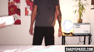 Super-naughty Krissy fellates the life out of her customer after rubdown