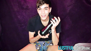 Lad Henry Evans likes stroking off and ass fucking drilling his pink pucker with playthings