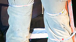 Beefy throat folded guy suffers raunchy torture from domineering fellow