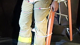 Macho stud held stiff and waiting to be tantalized rock-hard by his captor