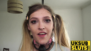UKSubSluts.com - Lil' teenager's cootchie spread and predominated by dom hard-on