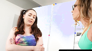 Daughter Kyra Rose and step-mother Crimson August FAUX-COCK PUMMEL HEAVILY