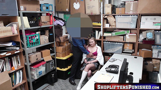 ShopliftersPunished.com - Insatiable shoplifter Alyssa Cole beaten harsh in office by naughty cop
