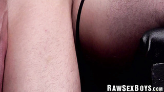 Twunk spunk spray Ethan Tate screams from having Mike Edges yam-sized beef whistle deep inwards his backside