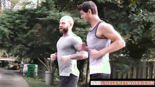 SayUncleNetwork.com - Furry father pummels his jock sonny after hoisting weights in the gym