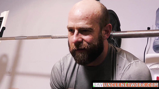 SayUncleNetwork.com - Furry father pummels his jock sonny after hoisting weights in the gym