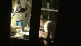 Spy lovely teenager with covert web cam getting off after homework
