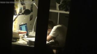 Spy lovely teenager with covert web cam getting off after homework