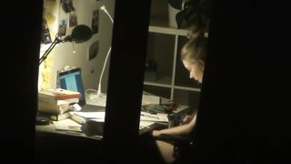 Spy lovely teenager with covert web cam getting off after homework