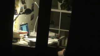 Spy lovely teenager with covert web cam getting off after homework