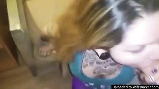 His gf is a tatted doll who likes tonguing shaft