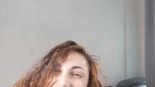 Torrid woman dancing, stroking and pumping out