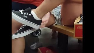 Candid Spycam Yam-Sized Towheaded Cool attempting on Sneakers
