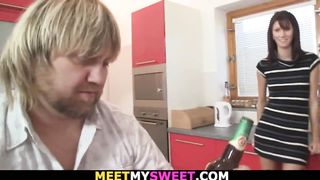 Euro lady and mature duo three-way tear up