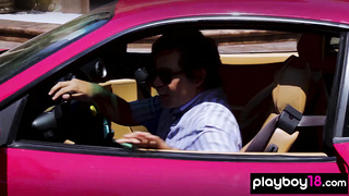 Bare COUGAR and nubiles waxing a Ferrari