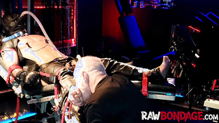 Sweat-soaked jock sole eating and throating in wet restrain bondage