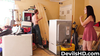 Lovable brown-haired wants firm implement in her wooly labia with fantasy