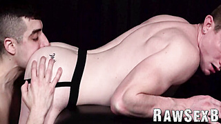 Ginger youngster Max Lorde takes a harsh doggy style penetrating by domineering Mike Brim