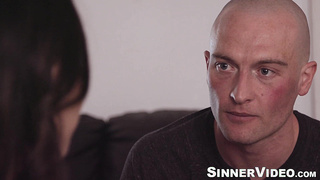 Clean-shaved head Zac Wild soles idolizes Aidra Fox in a sultry orgy sesh