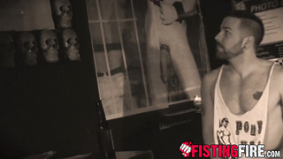 Horny Preston Steel works with his rock hard pulsing penis before busting mammary cream