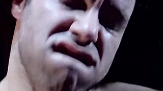 Rojer Beaumont knelt to blow on the huge dick of Bryce while draining his boner