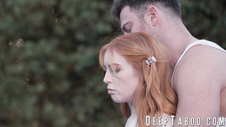 Smallish red-haired Madi Collins screams while railing her coaches phat dinky