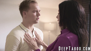 Big-boobed COUGAR Reagan Foxx covets teenie lollipop so she engulfs it as his jizm