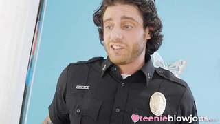 Suspended officer disciplines Athena Hearts facehole with his enormous rock-hard baton