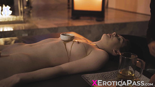 Dark-haired Michelle Anthony is voluptuously pleasured by an elderly accomplished fellow