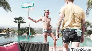 Steamy wonderful pool cleaner anal invasion boned by chief