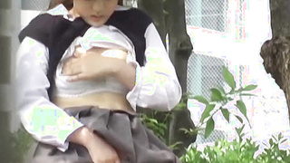 NipponPissTV.com - Chinese dame takes off her sundress to urinate outside in public glance