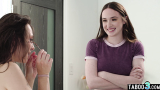 Lezzy stunner lincking her nubile roomy