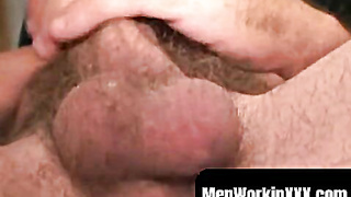 MenWorkinXXX.com - Great looking mature man takes a pee before jerking his dinky solo