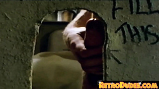 RetroDudes.com - Classical pillow-biter guy demonstrates gargling abilities in wc