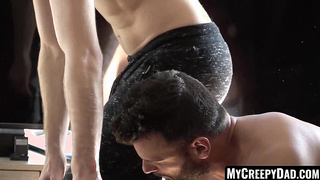 MyCreepyDad.com - Stepparent's XXL schlong gargled by son-in-law before a wet, condom-free sesh