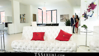 TSSexual.com - Trans dude Dollar Angel gets torn up firm by transgender princess Chanel Santini's humungous pipe