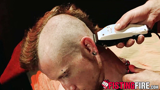 Inked Kyle Hard-on faps off his stone rigid trunk while using a sounding rog on it