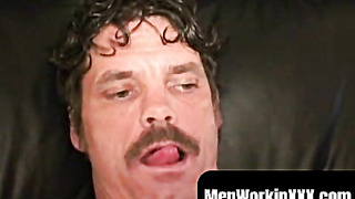 MenWorkinXXX.com - Pervy mature guy plays with his ginormous chisel and shoots cum solo