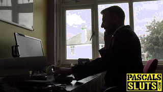 Big-chested slave COUGAR bum wrecked before having a taste of jizz