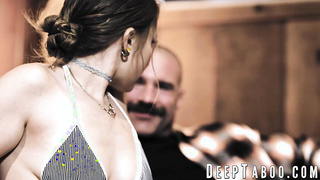 Super-cute teenie Laney Grey suffers having her fuck holes spread by old boys