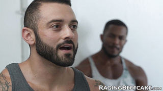 Multiracial public restroom breeding with Drew Valentino and Sean Xavier