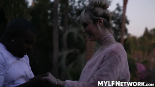 Spunky COUGAR Maxim Law rails and tears up her vulva into Rico Intense BIG BLACK COCK