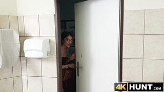 Horny Ara Mix up rails my wood in the restaurants restroom