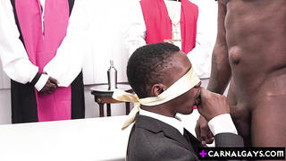 Jesus Christ! Baptist guy licks spunk-pump from a holy Bible!