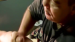 JoeSchmoeXXX.com - Homosexual Taz pushes his cumbot in Joe's large jaws like a professional