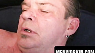 Large tummy gay smokes then drains off with massive geyser