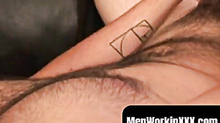 MenWorkinXXX.com - Shaved mature stud solo strokes and uses fake penis on his caboose intensively